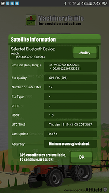 MachineryGuide App successful connection to Reach RS
