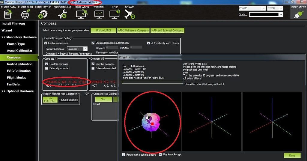 Hard Time with Compass Calibration in Mission Planner Emlid