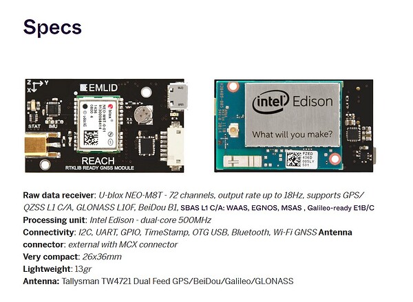 Emlid Reach module original specs