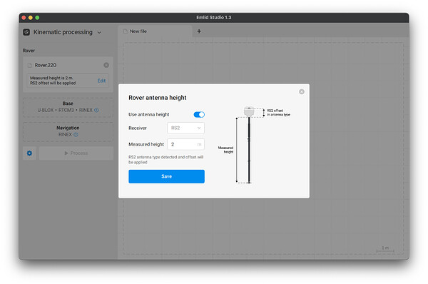 Antenna height in Emlid Studio