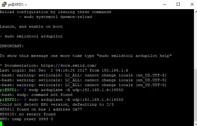 ardupilot startup terminal output