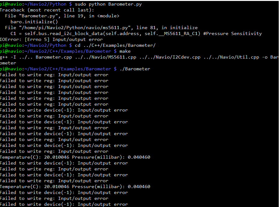 Problem with barometer readings on Navio 2 Flight stack Emlid